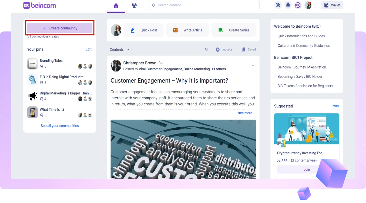 Create New Community step 1